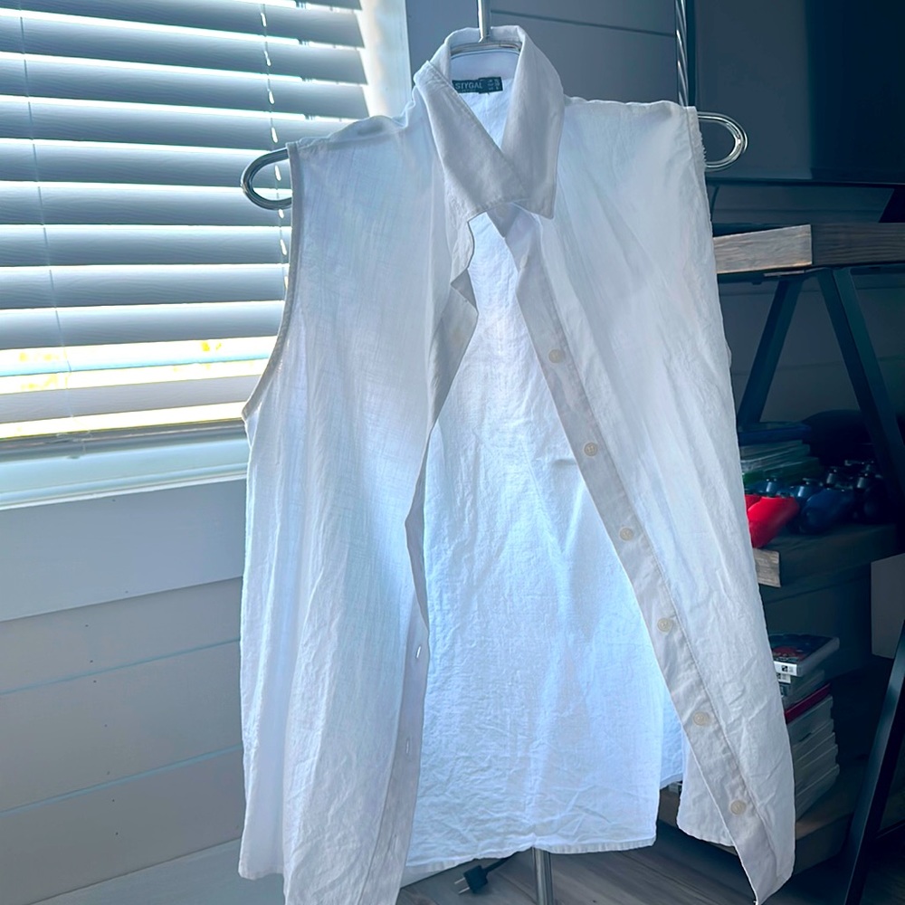 Nasty gal white linen button down